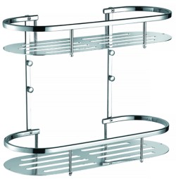 Azario Полка двухэтажная, хром, Altre арт. AZ-837-2 Azario Полка двухэтажная, хром, Altre арт. AZ-837-2