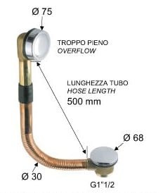 Remer Cлив-перелив для ванны 96CC цвет: хром Remer Cлив-перелив для ванны 96CC цвет: хром