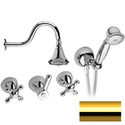 Remer Душевой комплект со смесителем для душа Liberty 03LIS02DO, цвет: золото