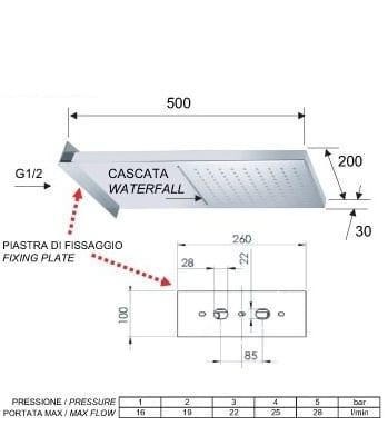 Remer Верхний душ 200*500 мм 350SSCA цвет: хром Remer Верхний душ 200*500 мм 350SSCA цвет: хром