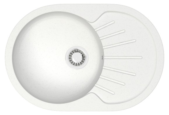 Azario Кухонная мойка Flora 730x450x215 искусственный мрамор, белая FLORA арт. CS00079910 Azario Кухонная мойка Flora 730x450x215 искусственный мрамор, белая FLORA арт. CS00079910