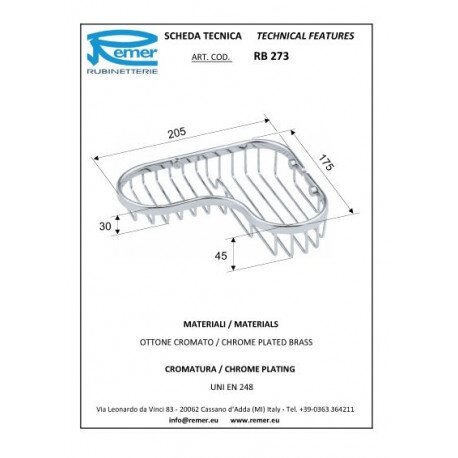 Remer Корзинка для душа угловая Universal RB273CR, цвет: хром
