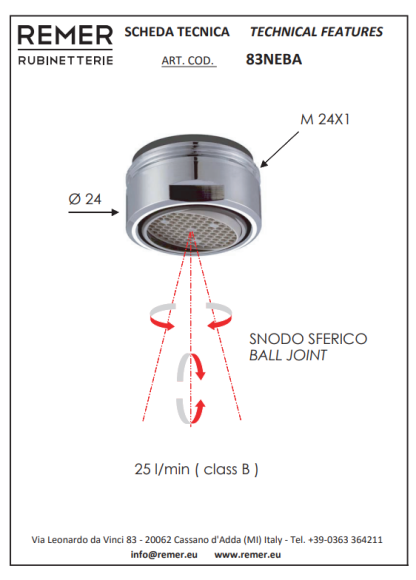 Remer Аэратор для смесителя 83NEBA цвет: хром