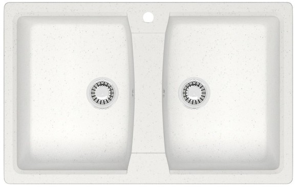 Azario Кухонная мойка Elmas 780х500х190 двойная, искусственный мрамор, белая Elmas арт. CS00078329