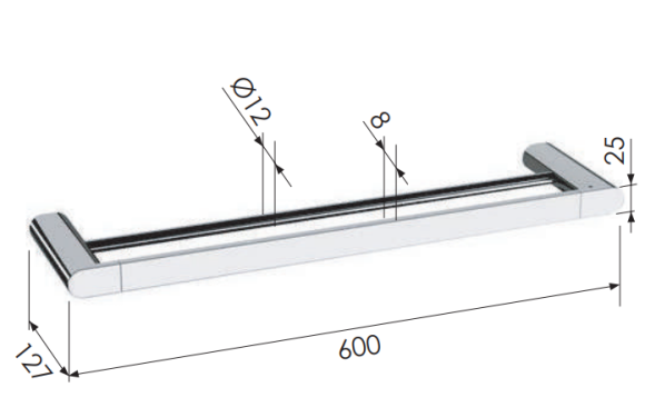 Remer Держатель для полотенца 60см LN33BO двойной Lounge цвет: белый