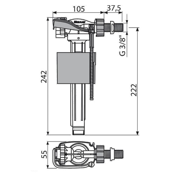 Alcaplast Наливная арматура a160-3/8 с боковой подводкой, белый арт. A160-3/8"