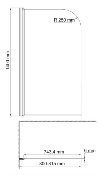 WasserKRAFT Стеклянная шторка на ванну leine 35p01-80 цвет: хром