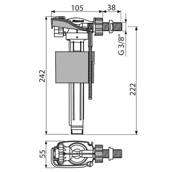 Alcaplast Наливная арматура a150-3/8 с боковой подводкой, белый арт. A150-3/8"