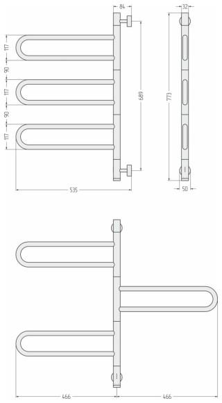 Электрический полотенцесушитель Парео 4.0-3С 773х535 (без покрытия) Сунержа арт. 00-0823-0773