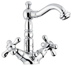 Emmevi смеситель с донным клапаном для раковины, Deco Old, хром арт. 12615/CR Emmevi смеситель с донным клапаном для раковины, Deco Old, хром арт. 12615/CR