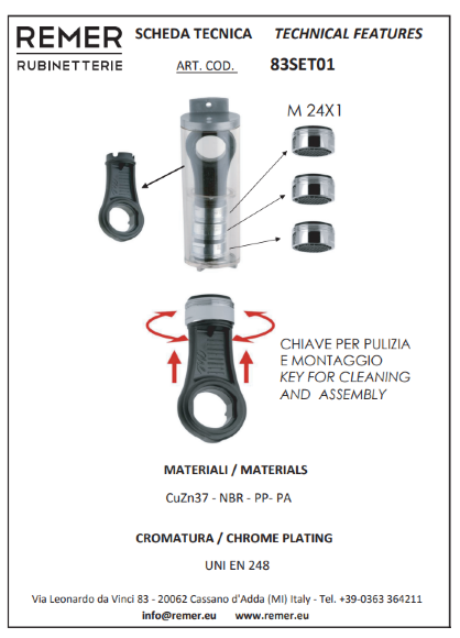 Remer Набор аэраторов для смесителя 83SET01, цвет: хром