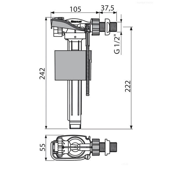 Alcaplast Наливная арматура a150-1/2 с боковой подводкой, белый арт. A150-1/2"