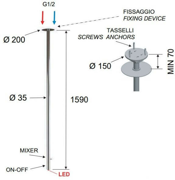 Remer Потолочный смеситель Minimal Color NR17 хром
