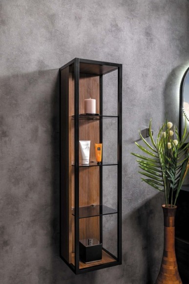 Boheme пенал высокий dark wood, полки стекло, Loft арт. 896-D
