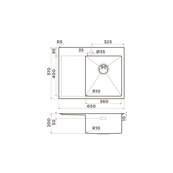 Omoikiri Кухонная мойка Akisame 65-IN-R, нержавеющая сталь арт. 4973059