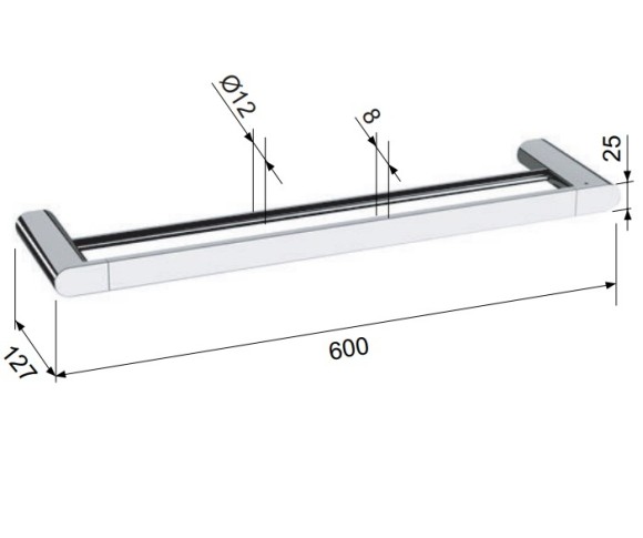 Remer Держатель для полотенца 60см LN33NPO двойной Lounge цвет: никель