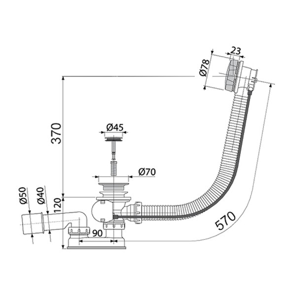 Alcaplast Слив-перелив автомат, бронза арт. A55ANTIC-RU-01