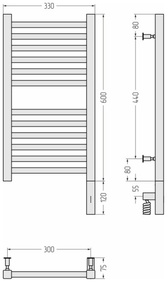 Электрический полотенцесушитель Модус 3.0 600x300 МЭМ правый (матовый чёрный) Сунержа арт. 31-5701-6030 Электрический полотенцесушитель Модус 3.0 600x300 МЭМ правый (матовый чёрный) Сунержа арт. 31-5701-6030