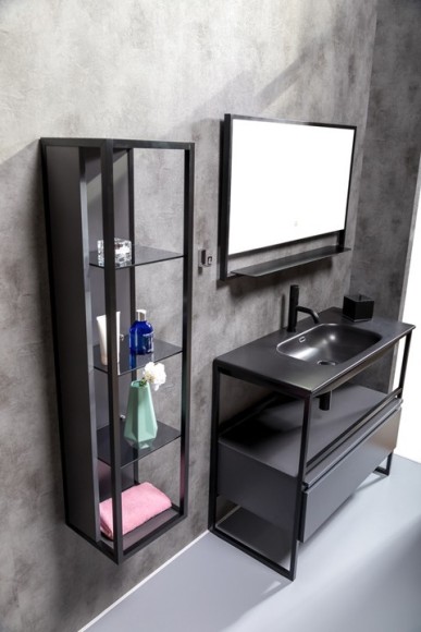 Boheme пенал высокий grey, полки стекло, Loft арт. 896-A