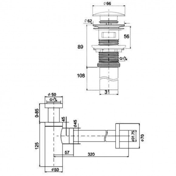 Boheme Сифон для раковины (клик-клак приобретается отдельно) арт. 609-2 Boheme Сифон для раковины (клик-клак приобретается отдельно) арт. 609-2