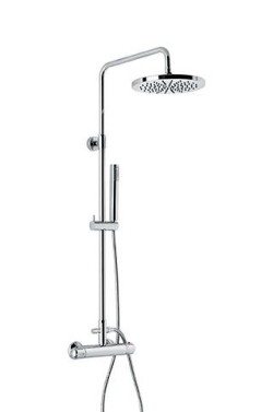 Emmevi душевая колонна из латуни, регулируемая по высоте 80,6-123,6 см: с термостатом и круглым антикальковым верхним душем 24 см, хром арт. 930514/CR Emmevi душевая колонна из латуни, регулируемая по высоте 80,6-123,6 см: с термостатом и круглым антикальковым верхним душем 24 см, хром арт. 930514/CR