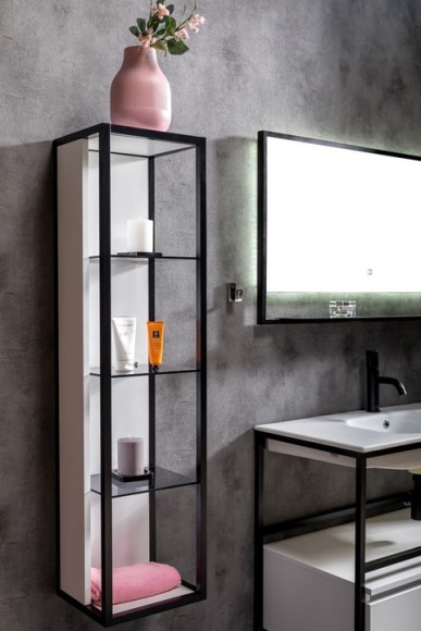 Boheme пенал высокий white, полки стекло, Loft арт. 896-W