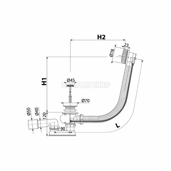 Alcaplast Слив-перелив (a55antic-100) полуавтомат антик, бронза арт. A55ANTIC-100-RU-01