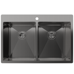 Мойка для кухни 740x500x200 Rinox Rivelato, черная арт. 7450 2В PVD black Мойка для кухни 740x500x200 Rinox Rivelato, черная арт. 7450 2В PVD black