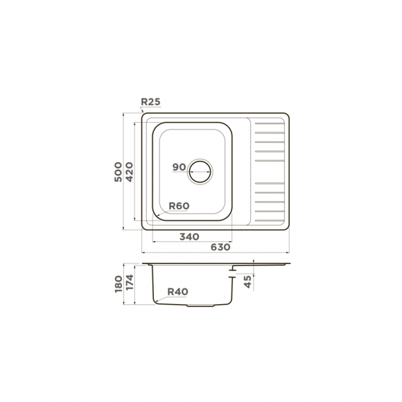 Omoikiri Кухонная мойка Sagami 63-IN, нержавеющая сталь арт. 4993732