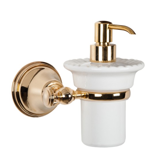 Tiffany World подвесной дозатор для жидкого мыла, керамический (белый), Harmony, золото TWHA108oro
