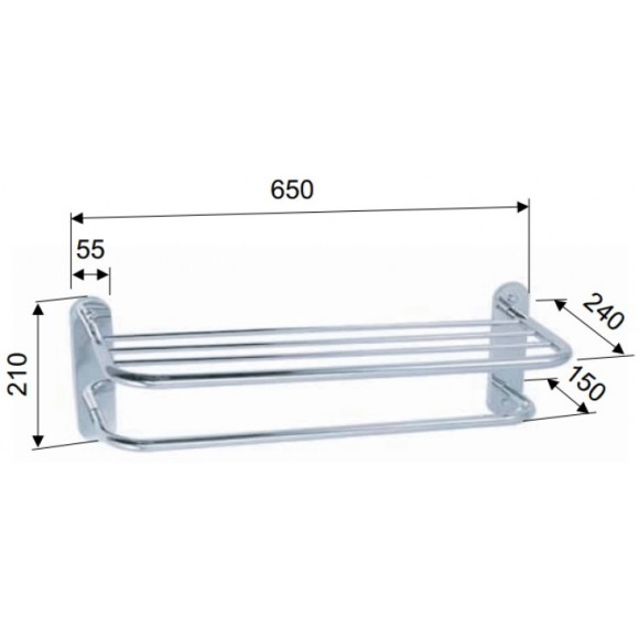 Remer Полка для полотенец 650 мм Bagno RB470CR, цвет: хром Remer Полка для полотенец 650 мм Bagno RB470CR, цвет: хром