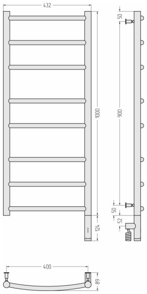Электрический полотенцесушитель Галант 3.0 1000х400 МЭМ правый (белый) Сунержа арт. 12-5801-1040