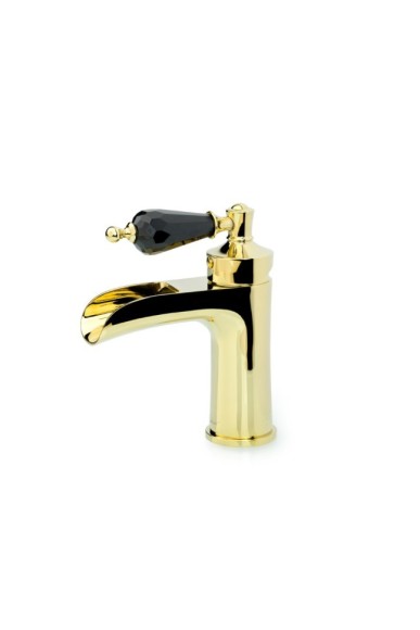 Boheme смеситель для раковины gold с черным swarovski, Vogue арт. 211-BSW