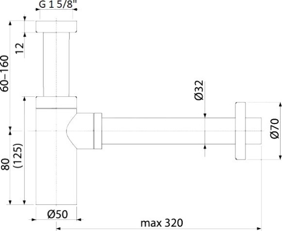 Boheme Сифон для раковины (клик-клак приобретается отдельно) арт. 609-SGM