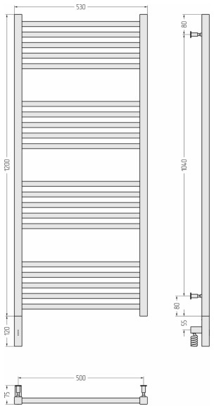 Электрический полотенцесушитель 1200х500 МЭМ левый, Модус 3.0 Сунержа, 32-5700-1250 цвет: золотой шёлк 32