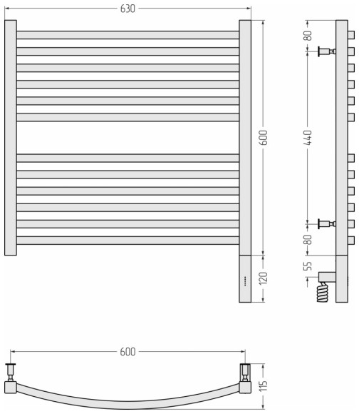 Электрический полотенцесушитель Аркус 3.0 600х600 МЭМ правый (без покрытия) Сунержа арт. 00-5705-6060 Электрический полотенцесушитель Аркус 3.0 600х600 МЭМ правый (без покрытия) Сунержа арт. 00-5705-6060