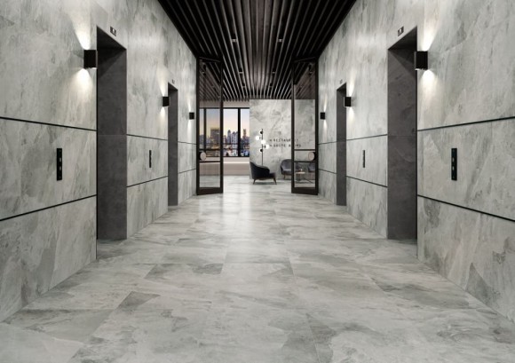Керамогранит спец. элемент Floor Project Silver Spigolo Cer. A.E 1x1 Charme extra, Italon под мрамор - 600090000504