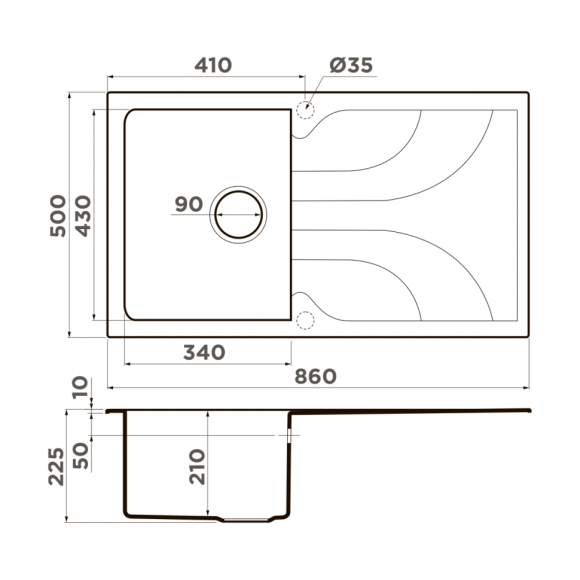 Omoikiri Кухонная мойка Yasugata 86-SA, бежевый арт. 4993870