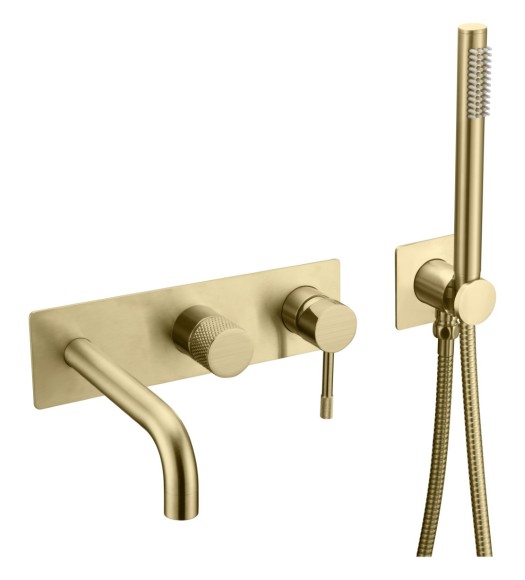 Смеситель Boheme встроенный + ручной душ + излив Uno Matt Gold - 464-3-MG