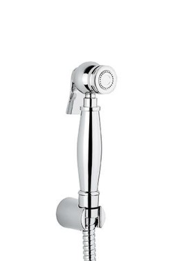 Emmevi круглая лейка гигиенического душа с держателем abs и латунным шлангом, хром арт. 148V/CR