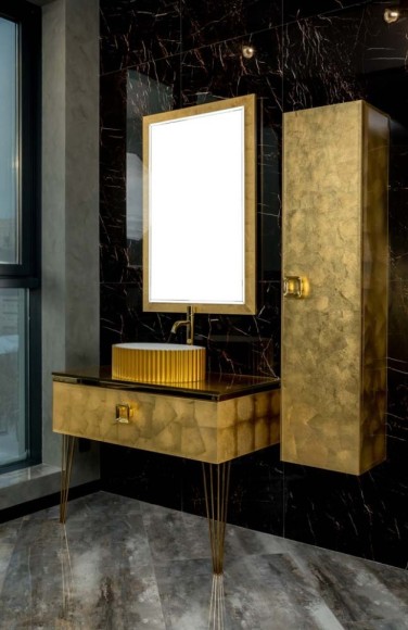 Boheme столешница стекло 80см прямая gold поталь, Monaco neoart арт. 853-080-GF