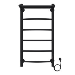 Azario Полотенцесушитель электрический 400/800 5 секций, с полкой, диммер справа, черный, Verona арт. AZ04848PB