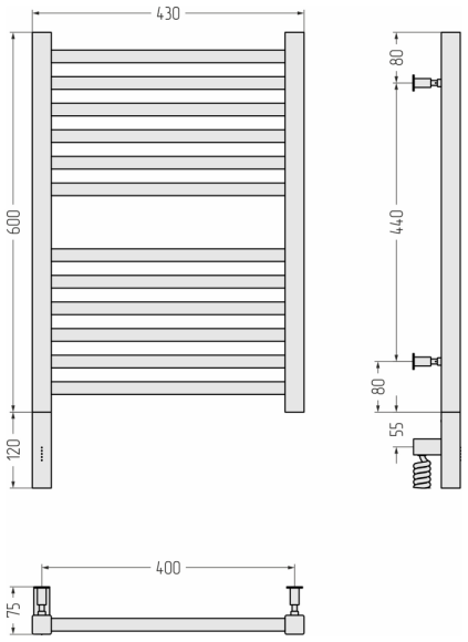 Электрический полотенцесушитель 600х400 МЭМ левый, Модус 3.0 Сунержа, 32-5700-6040 цвет: золотой шёлк 32