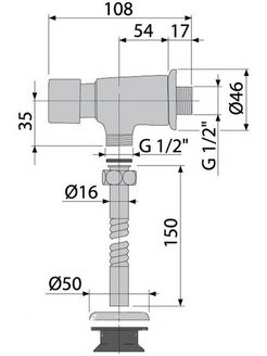 Alcaplast Смывное устройство для писсуаров, хром арт. ATS001