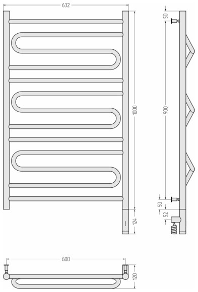 Электрический полотенцесушитель Элегия 3.0 1000х600 МЭМ правый (тёмный титан муар) Сунержа арт. 15-5819-1060