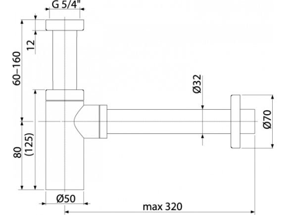Boheme Сифон для раковины (клик-клак приобретается отдельно) арт. 609-MG