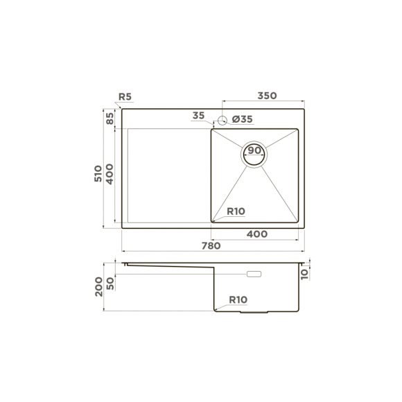 Omoikiri Кухонная мойка Akisame 78-GM-R, цвет: оружейная сталь, арт. 4973100
