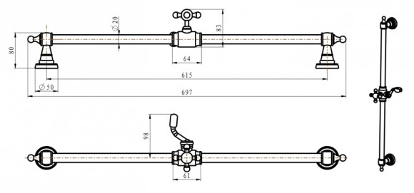 Boheme Штанга душевая Medici арт. 416 Boheme Штанга душевая Medici арт. 416