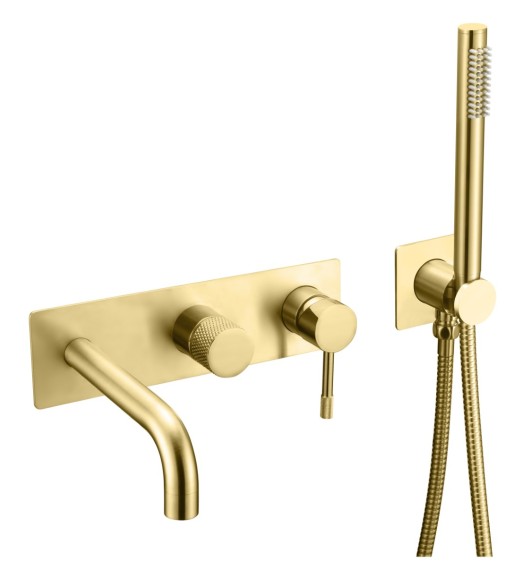 Смеситель Boheme встроенный + ручной душ + излив Uno Gold - 464-3-G