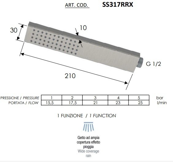 Remer Ручной душ SS317RRX, цвет: нержавеющая сталь шлифованная